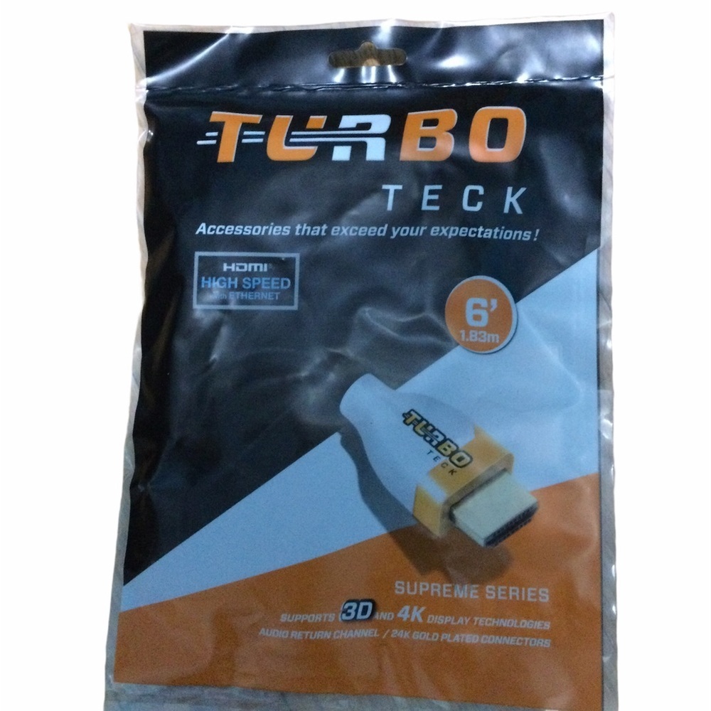 TURBO TECK HDMI Cable 1080P High Speed 3D 4K 60Hz UHD Gold Plated New - Picture 4 of 5